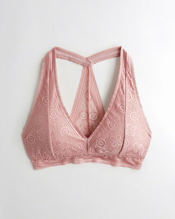 Bralette Hollister Donna Lace T-Backlette With Removable Pads Rosa Italia (419WOYEQ)